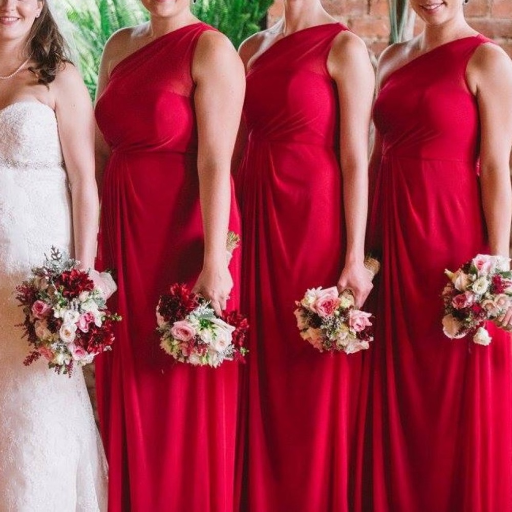 David’s Bridal Red one Shoulder Formal Dress